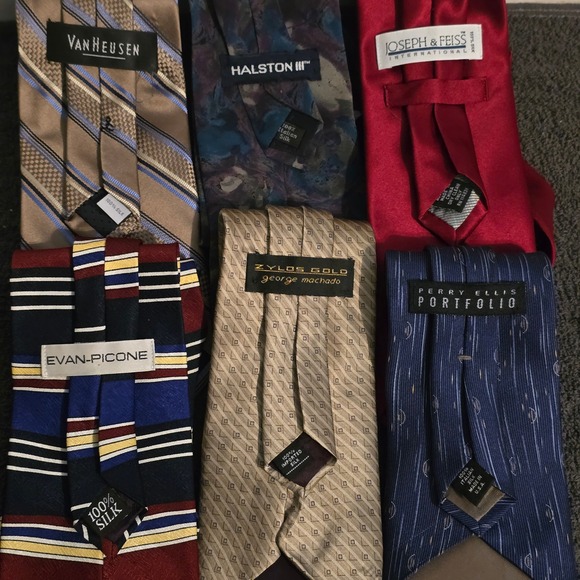 Mixed Designer Neckties Lot Mens OS Multi Silk Striped Geometric Floral 6pc - Picture 2 of 2